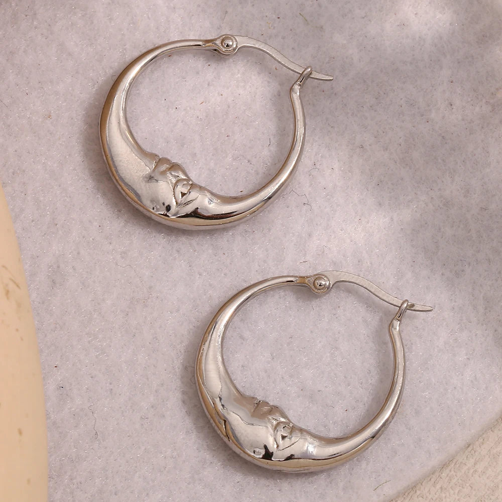 18K Gold Plated Moon Hoop Earrings