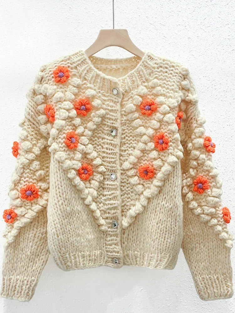 Crochet Flower Mohair Cardigan - Festigal