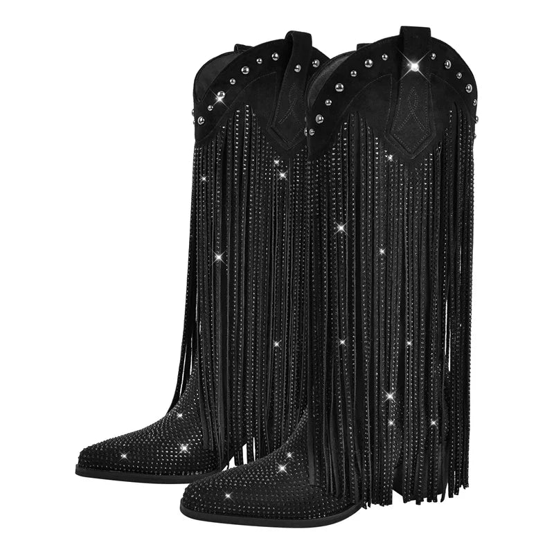 Rhinestone Tassel Cowgirl Boots
