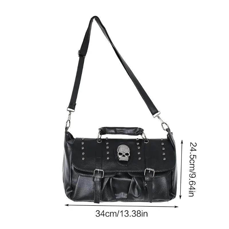 Faux Leather Skull Crossbody Bag - Festigal