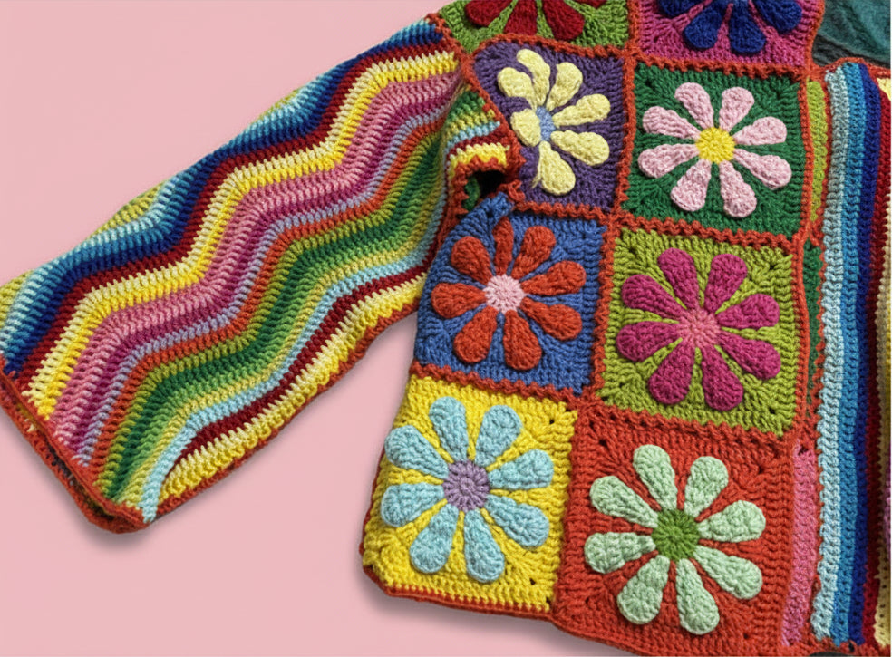 Hippy Flower Patchwork Cardigan