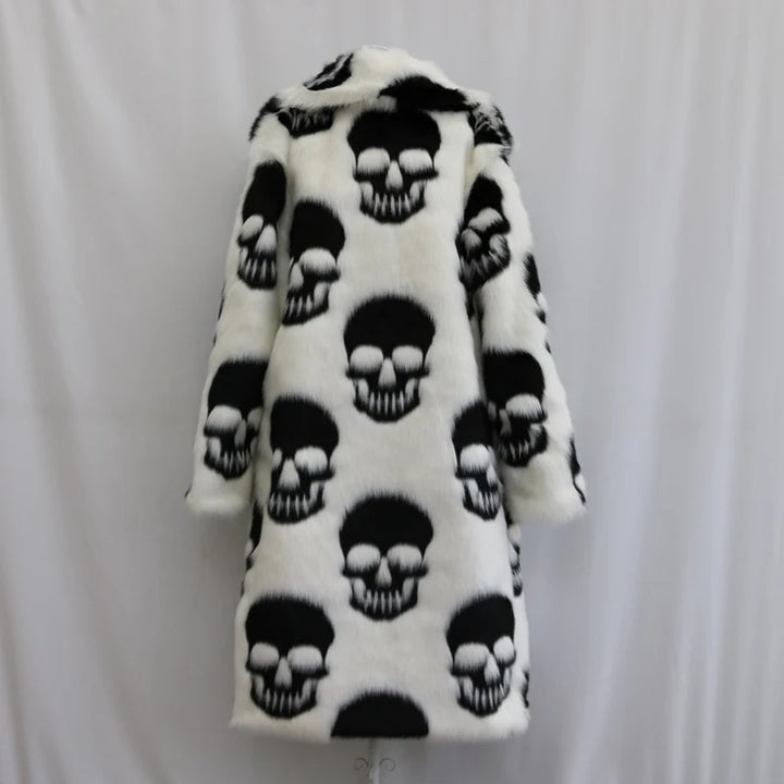 Men's Skull Faux Fur Coat - Festigal