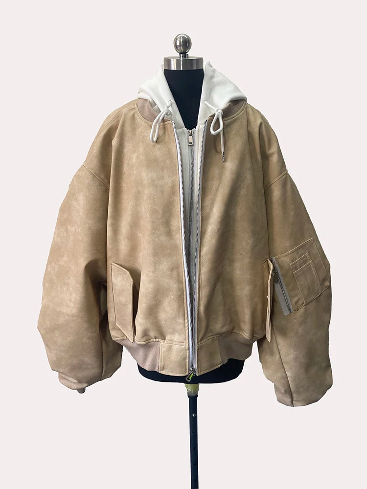 Men's Suede Hoodie Bomber Jacket - Festigal