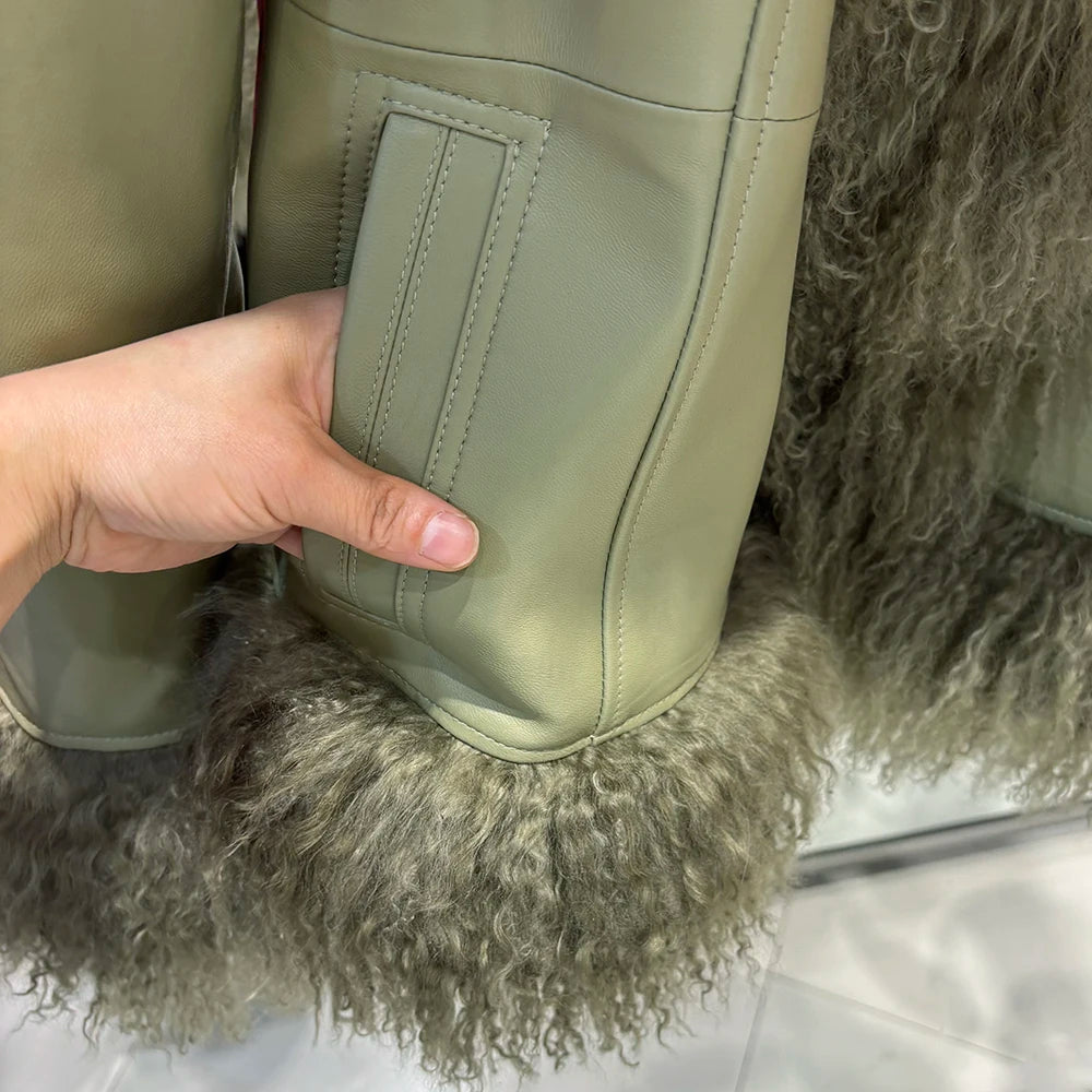 Suede Mongolian Fur Jacket