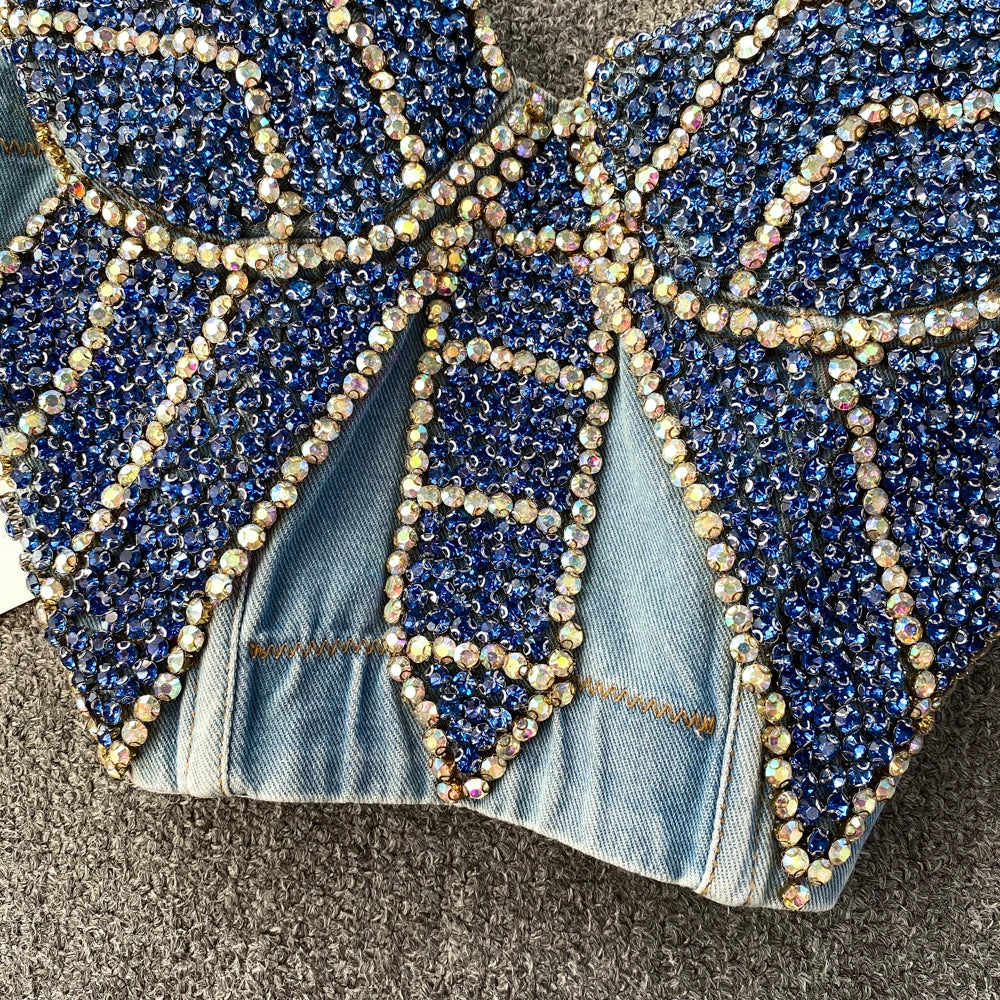 Butterfly Denim Beaded Top - Festigal