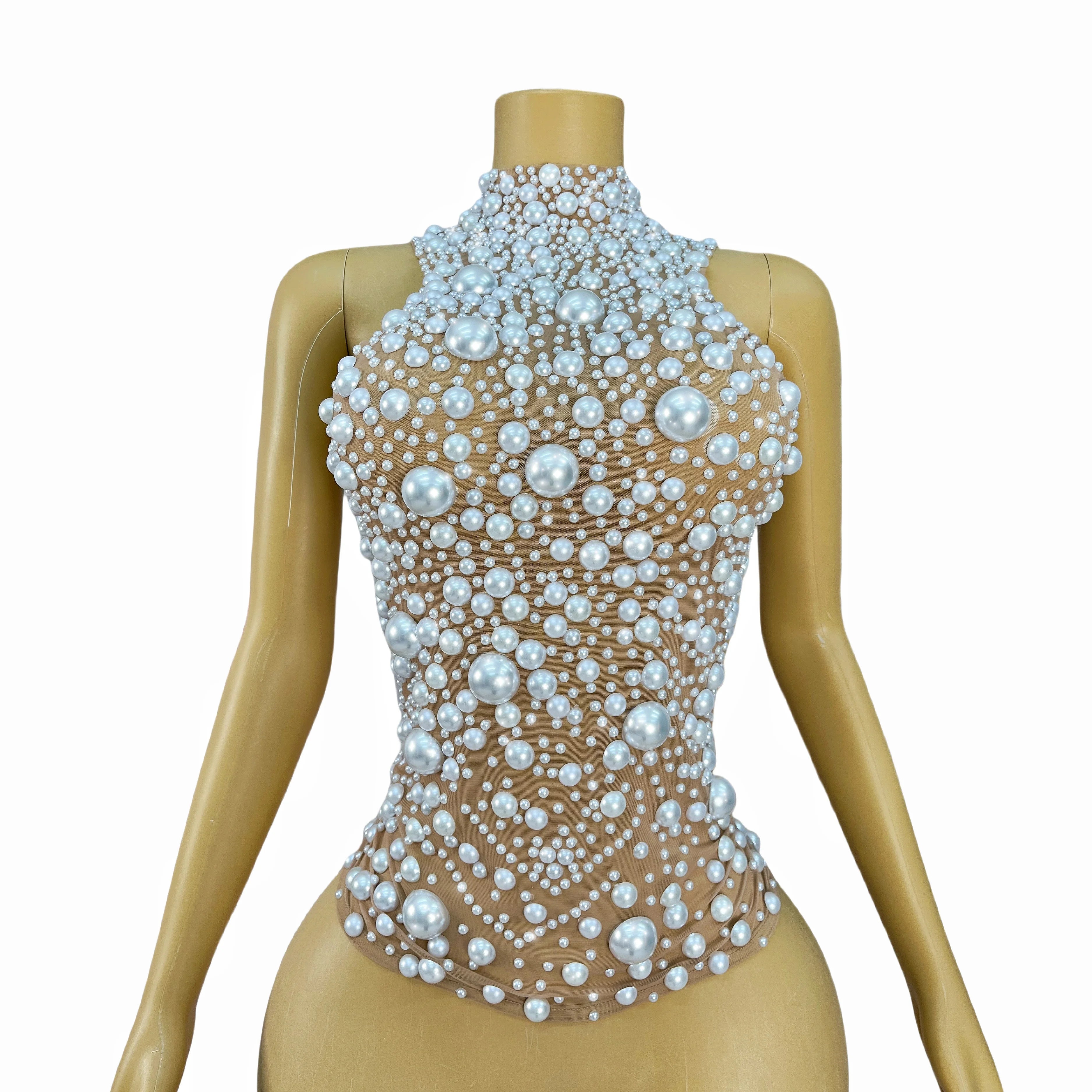 Pearl Mesh Halterneck Top