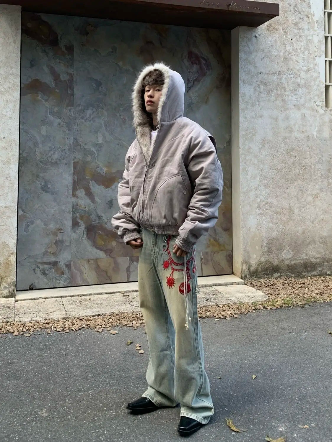 Men's Faux Fur Lined Bomber Jacket - Festigal