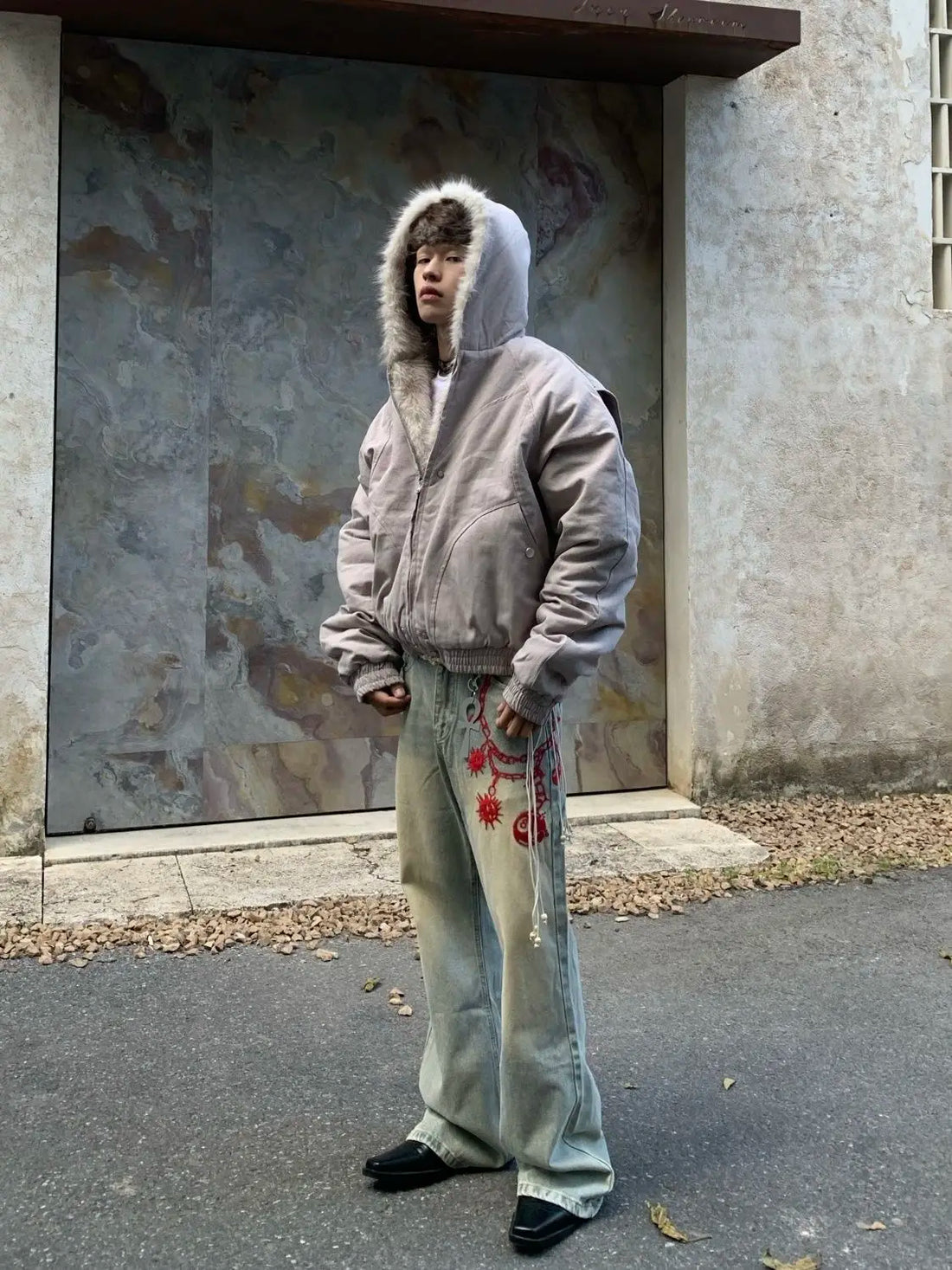 Men's Faux Fur Lined Bomber Jacket - Festigal