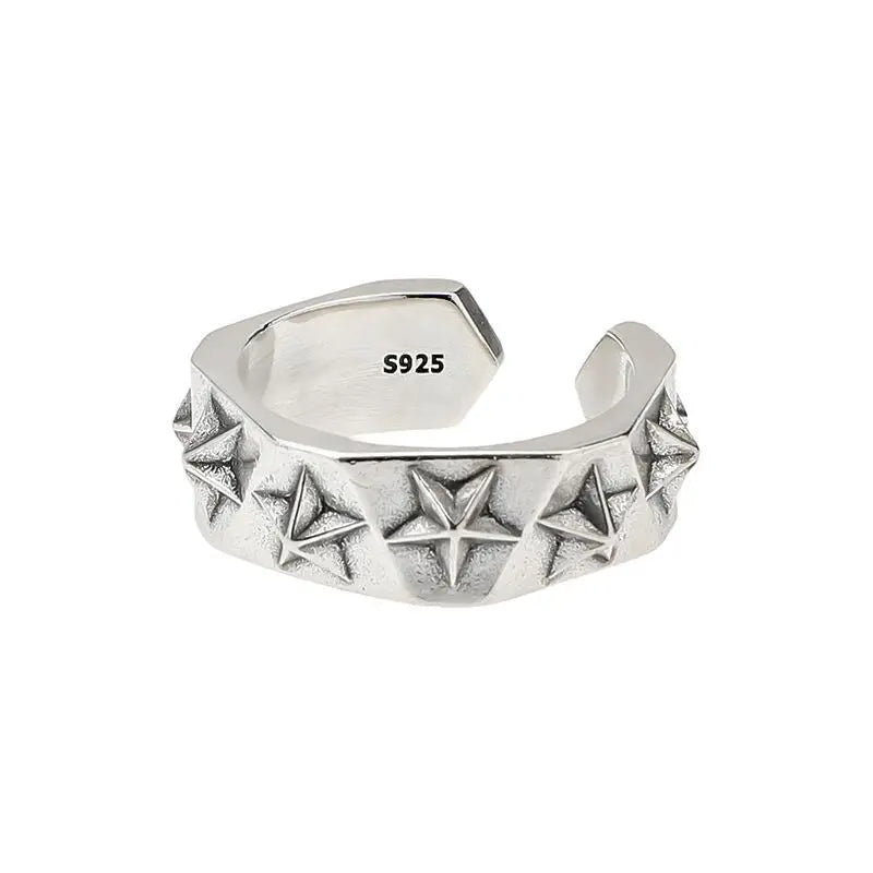 Sterling Silver Star Ring - Adjustable Unisex Festival Jewellery