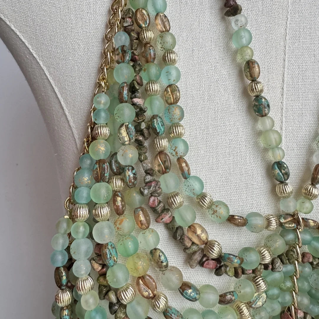 Beaded Tassel Chain Halter Neck Top