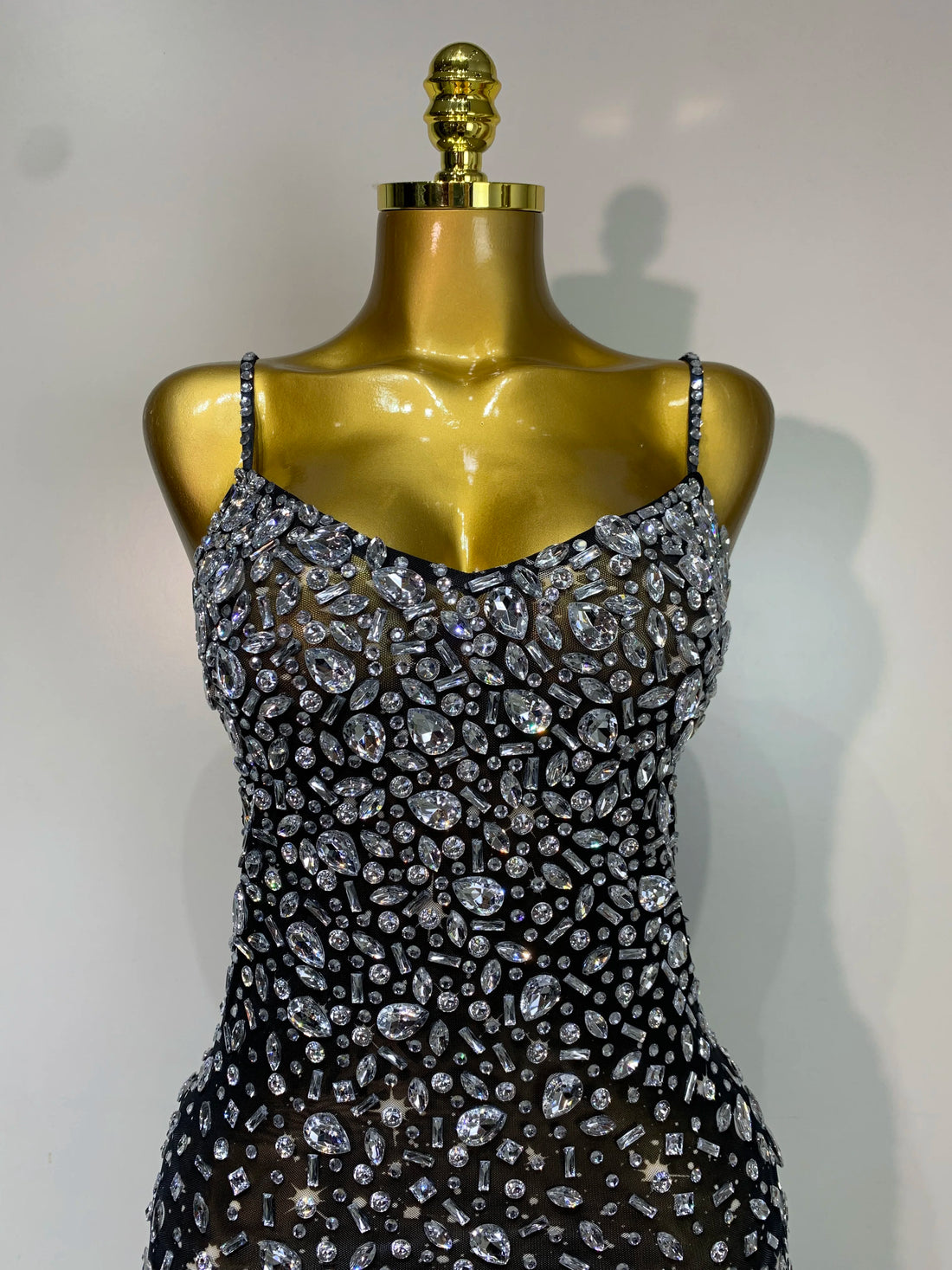 Rhinestone Mesh Maxi Dress