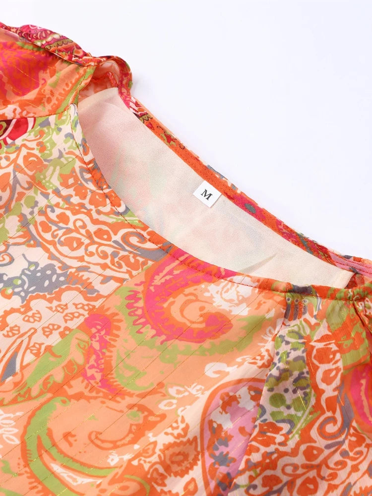 Orange Paisley Skater Dress - Festigal