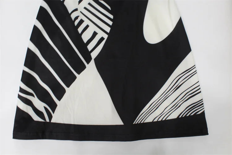 Monochrome V Neck A-Line Dress - Festigal