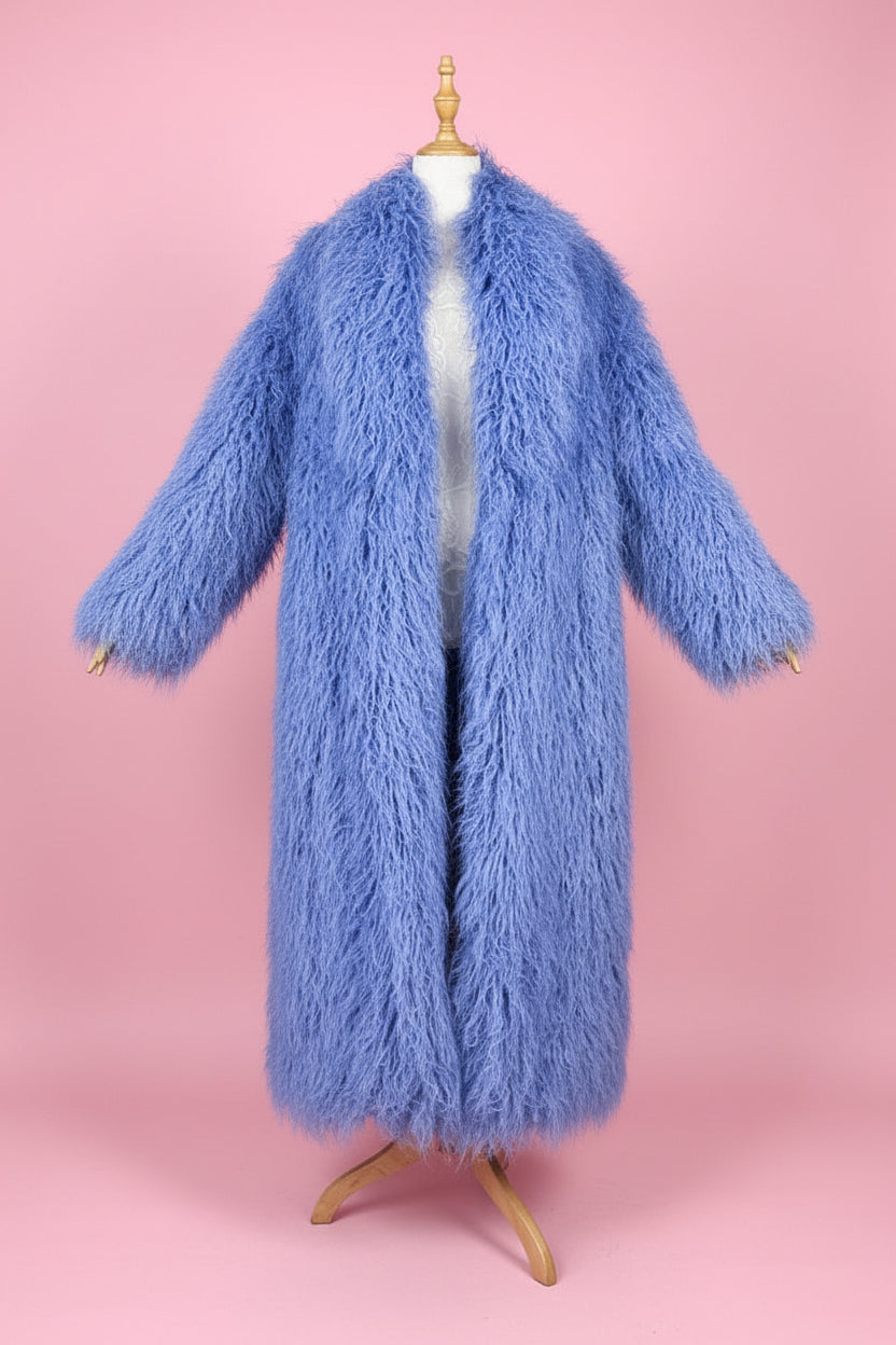 Shaggy Long Waist Tie Coat