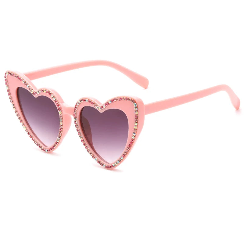 Heart Shaped Rhinestone Sunglasses - Festigal