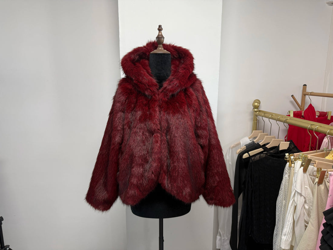 Cropped Faux Fur Bomber Jacket