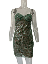 Embellished Green Bustier Dress