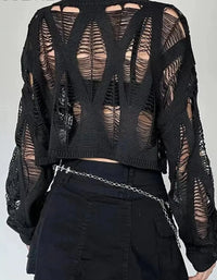 Long Sleeved Ripped Gothic Top - Festigal