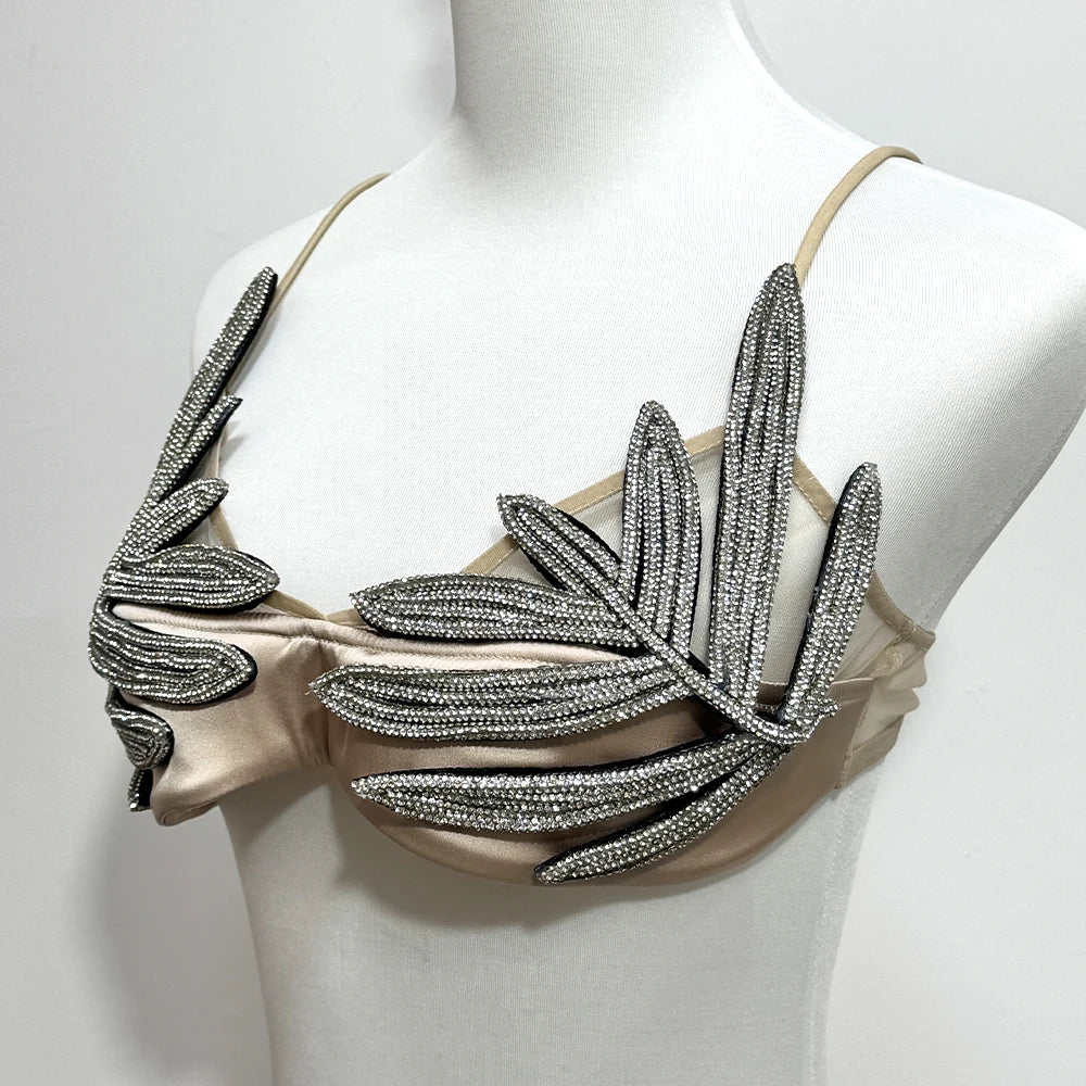 Leaf Rhinestone Bra - Festigal