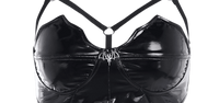 Black Bat Leather Look Crop Top - Festigal