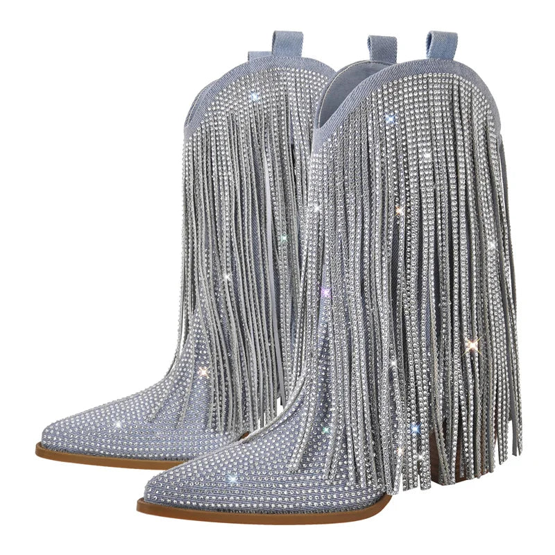 Tassel Rhinestone Cowgirl Boots