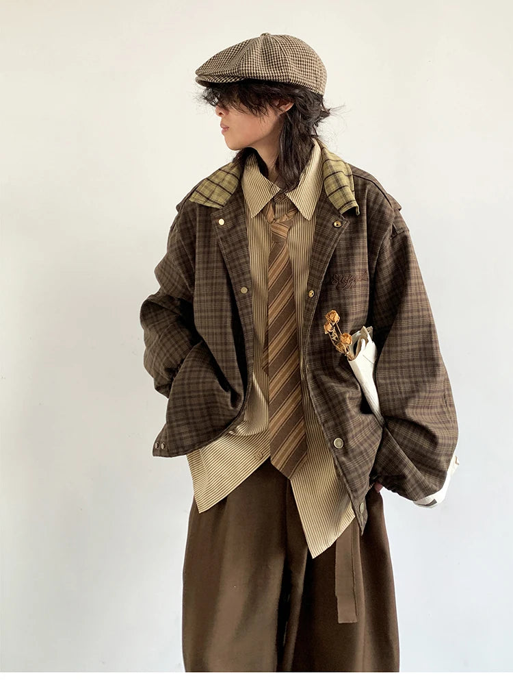 Men's Patchwork Plaid Jacket - Festigal