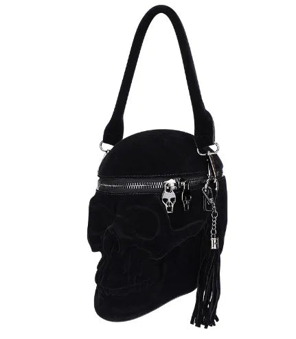 3D Velvet Skull Crossbody Bag