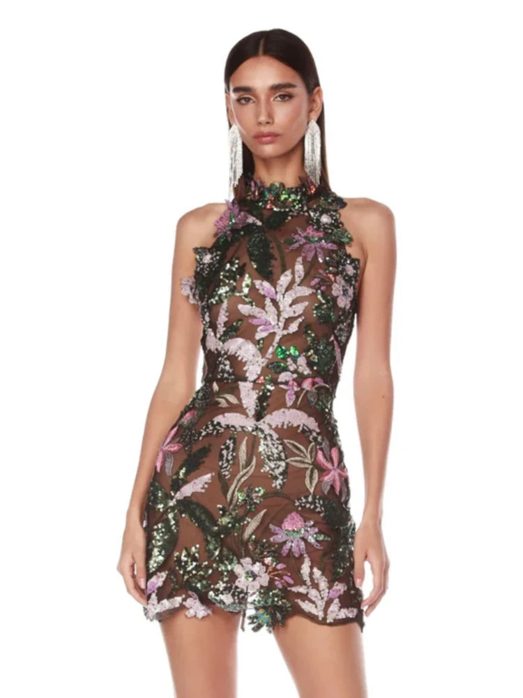 Tropicana Embroidered Sequin Dress