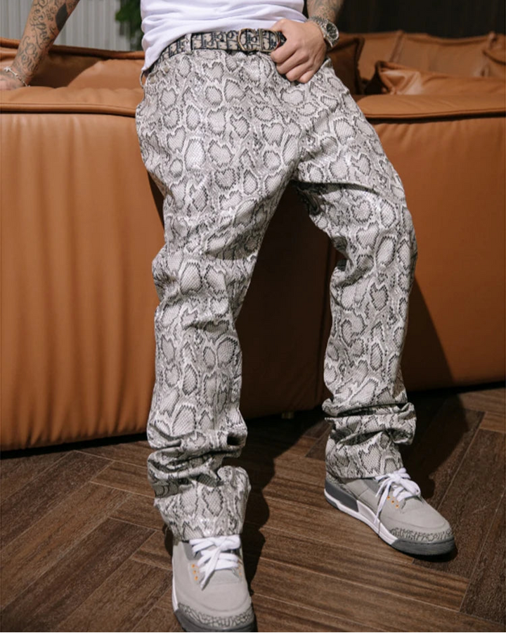 Men's Faux Leather Snake Skin Pants - Festigal