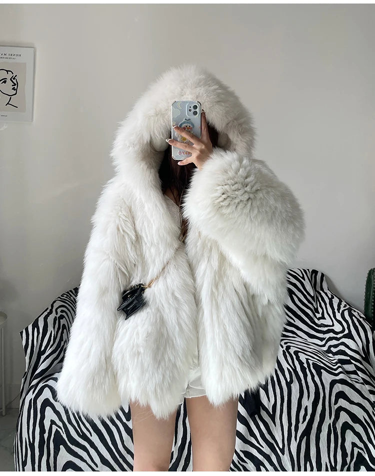 Faux Fur Hooded Coat - Festigal