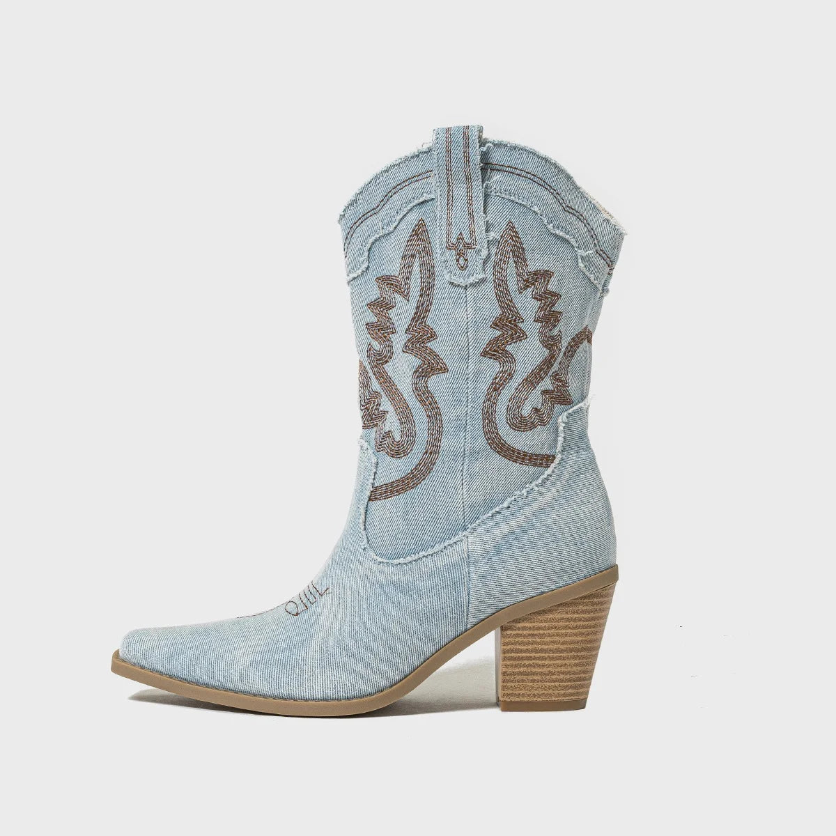 Embroidered Denim Cowboy Boots