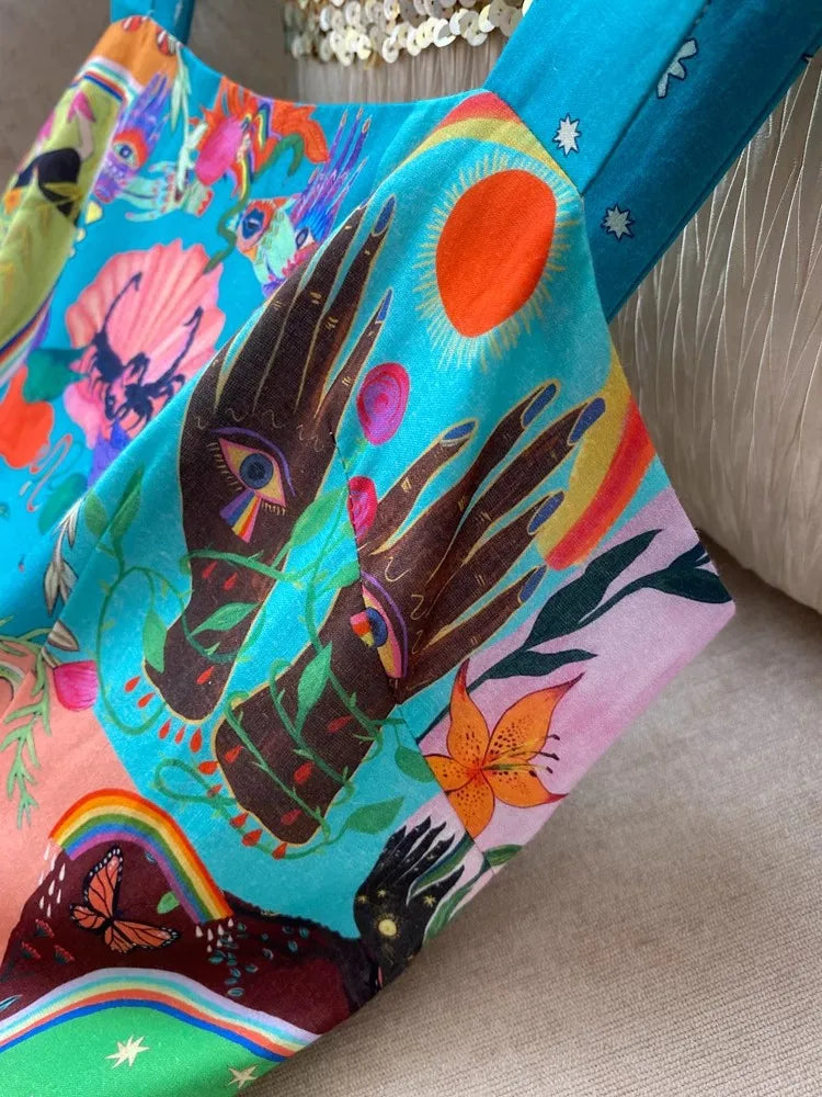 Psychedelic Abstract Ruffled Dress - Festigal