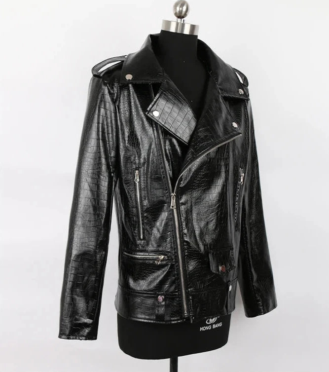 Men's Faux Crocodile Leather Jacket