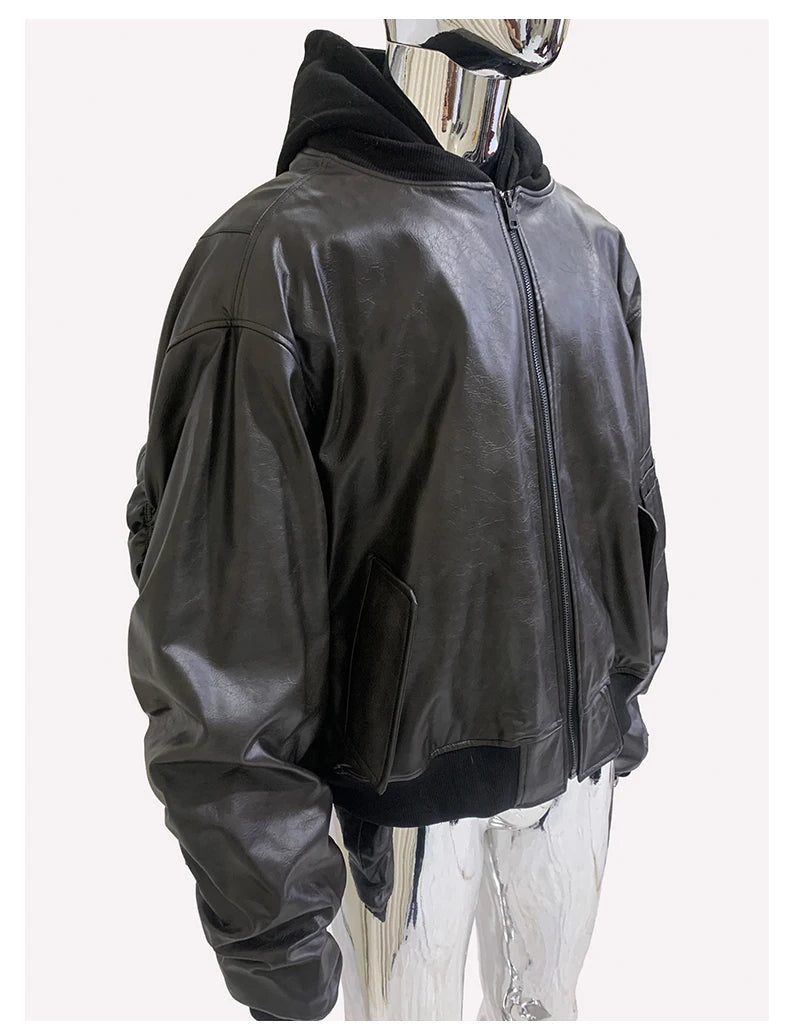 Men's Suede Hoodie Bomber Jacket - Festigal