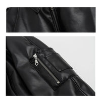 Black Faux Leather Bomber Jacket