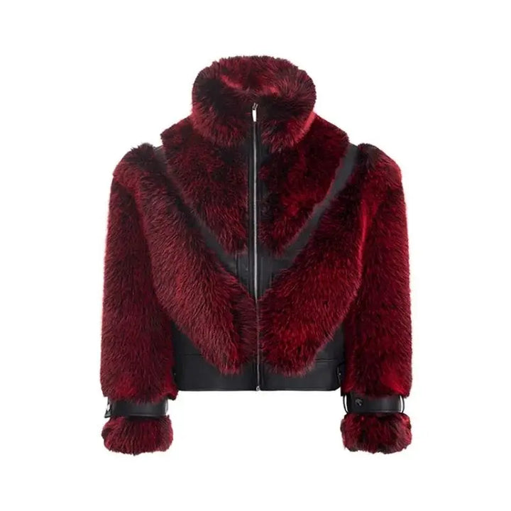 Men's Faux Fur Patchwork Coat - Festigal