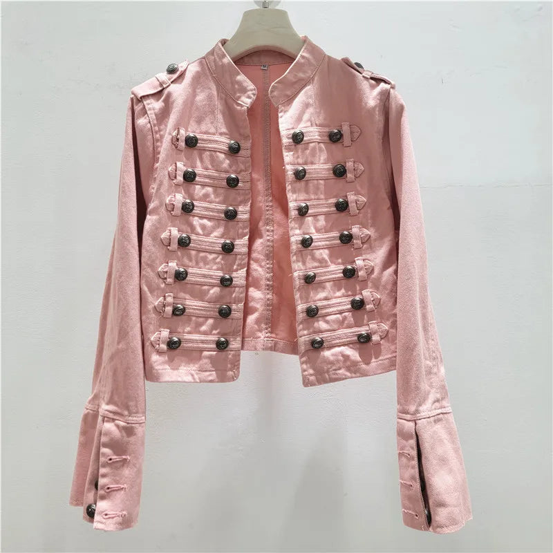 Retro Military Style Denim Jacket