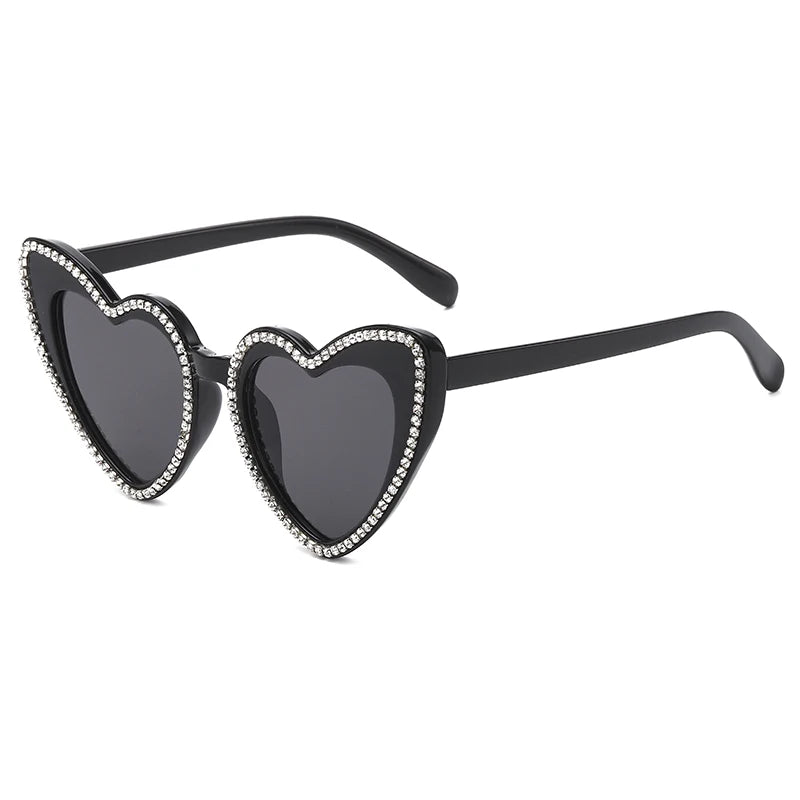 Heart Shaped Rhinestone Sunglasses - Festigal