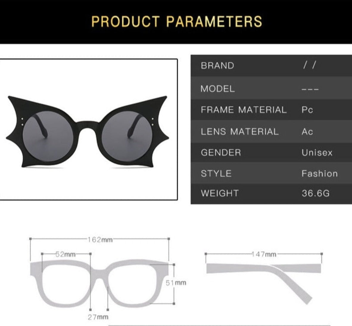 Oversized Bat Sunglasses - Festigal