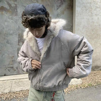 Men's Faux Fur Lined Bomber Jacket