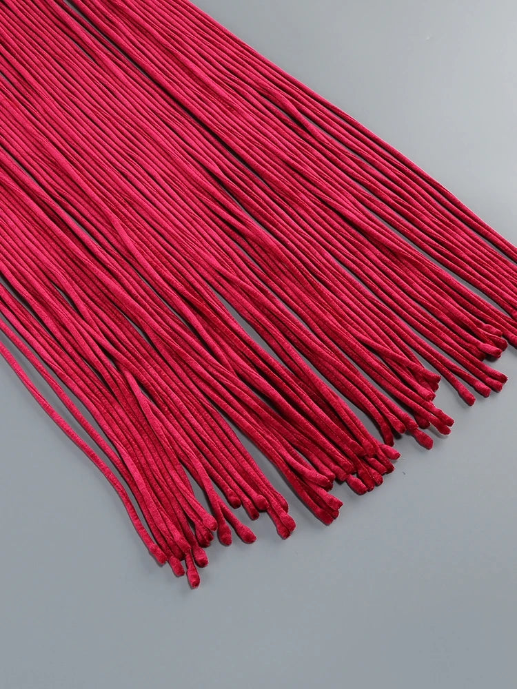 Velour Rope Tassel Maxi Dress