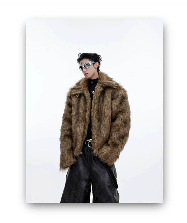 Unisex Brown Faux Fur Coat