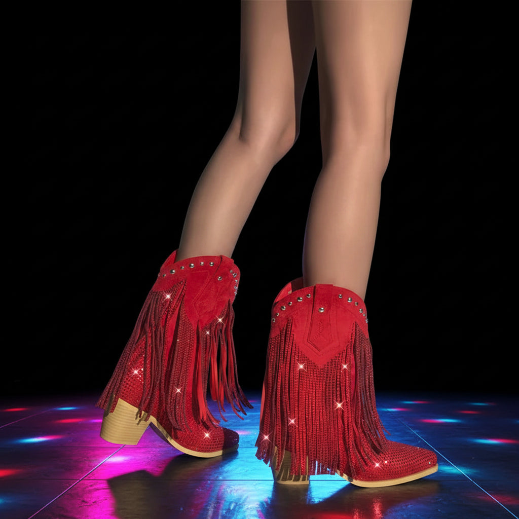 Tassel Rhinestone Cowgirl Boots