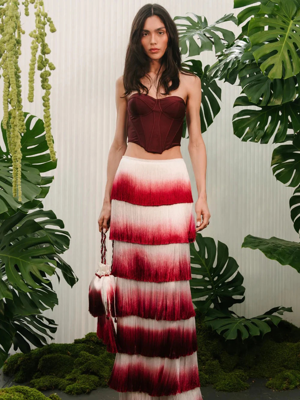 Gradient Top & Tassel Skirt Set - Festigal