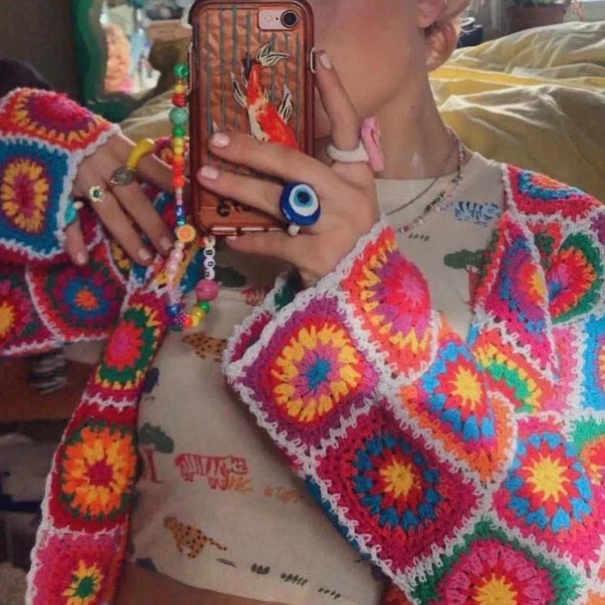 Sunburst Boho Coloured Hand Crochet Cardigan