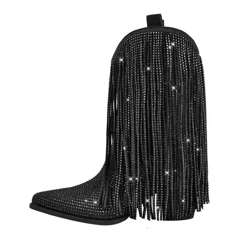 Tassel Rhinestone Cowgirl Boots