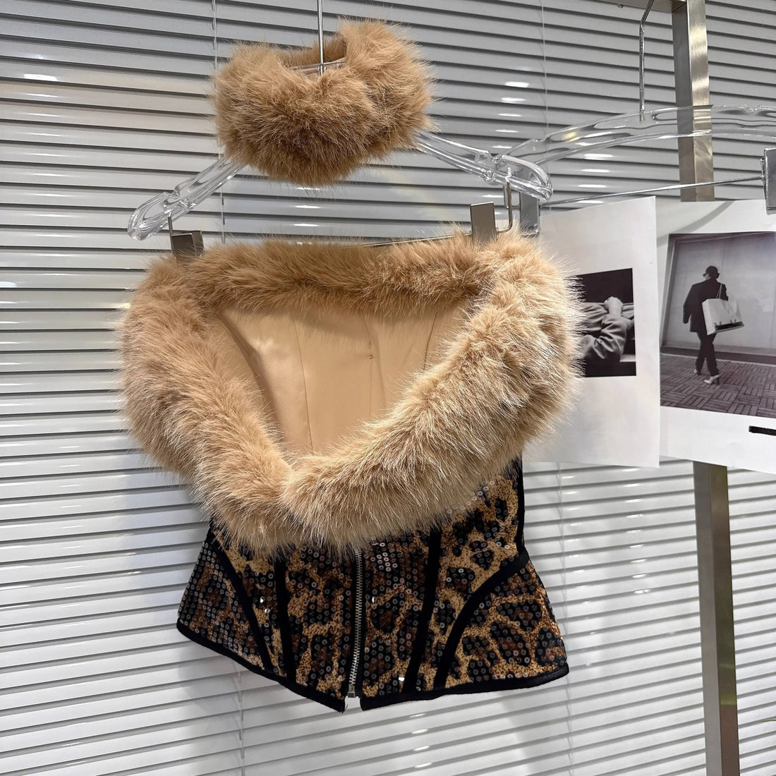 Leopard Print & Faux Fur Three Piece Set - Festigal