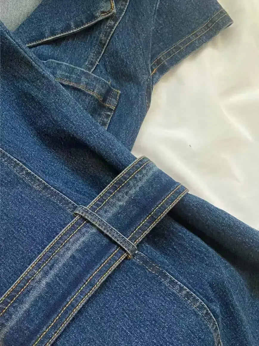 Denim Zip Up Mini Dress - Festigal