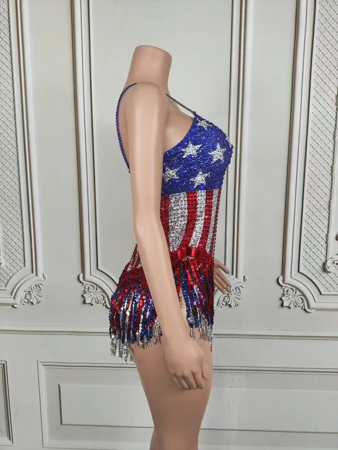 USA Sequin Tassel Bodysuit - Festigal
