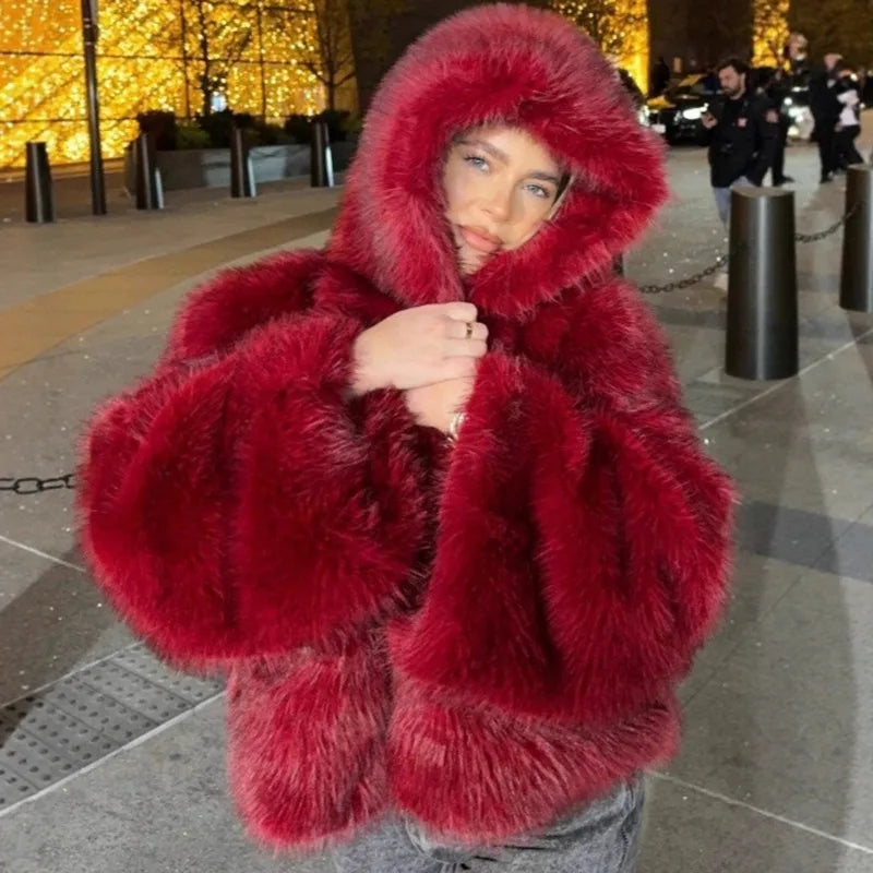 Cropped Faux Fur Bomber Jacket